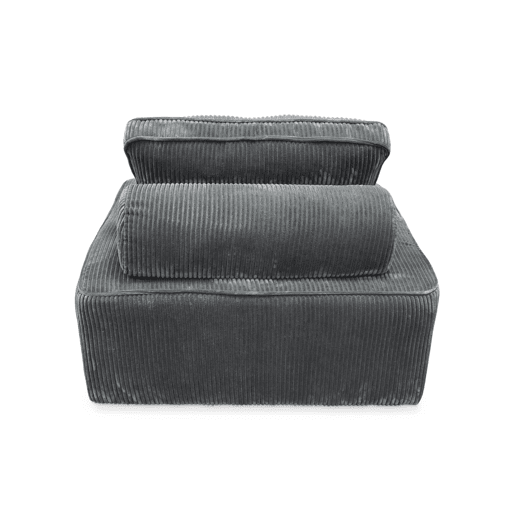 Módulo para sofá modular de veludo canelado, 1 lugar, Lao, Cinza escuro, 90x90x40 cm
