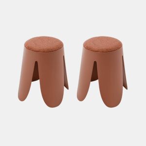 Bancos empilháveis, tecido felpudo texturado, set de 2, Niki, Terracota, 44x30x46 cm