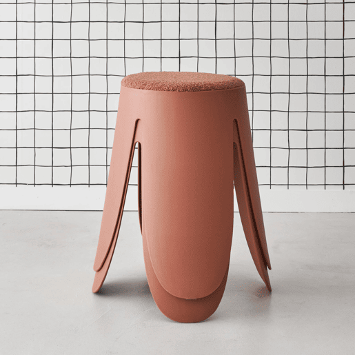 Bancos empilháveis, tecido felpudo texturado, set de 2, Niki, Terracota, 44x30x46 cm