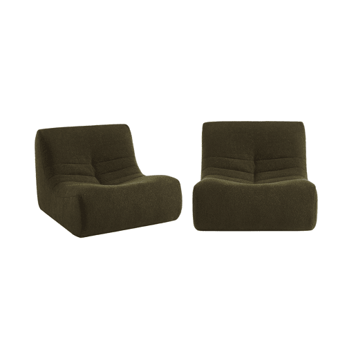 Sofá modular em boucle texturizado, 2 lugares, Sokol boucle, Caqui, 91x105x72 cm