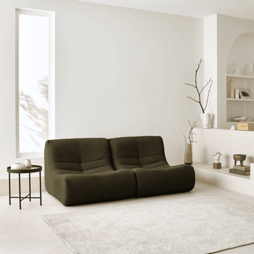 Sofá modular em boucle texturizado, 2 lugares, Sokol boucle, Caqui, 91x105x72 cm