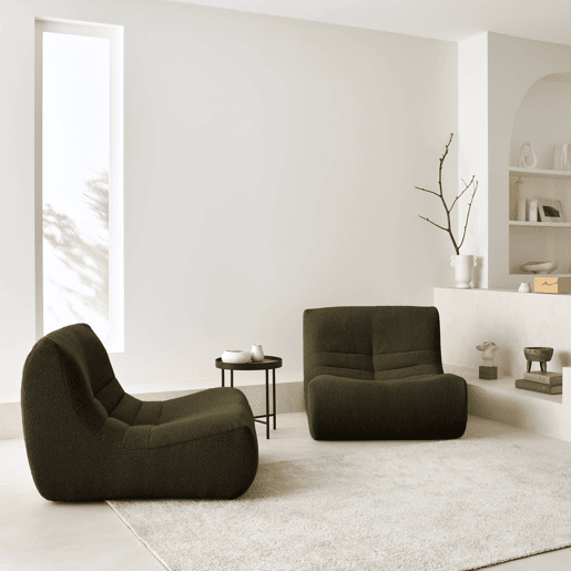 Sofá modular em boucle texturizado, 2 lugares, Sokol boucle, Caqui, 91x105x72 cm