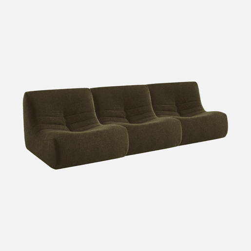 Sofá modular em boucle texturizado de 3 lugares, Sokol boucle, Caqui, 91x105x72 cm