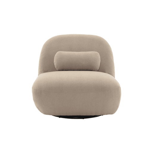 Poltrona giratório 360º em tecido boucle texturado, Spino, Beige, 85x85x75 cm