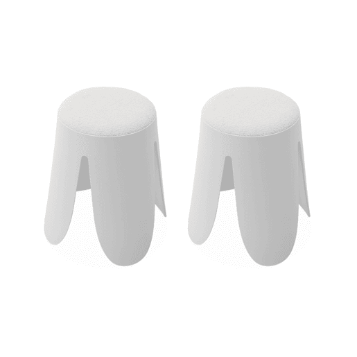 Bancos empilháveis, tecido felpudo texturado, set de 2, Niki, Branco, 44x30x46 cm