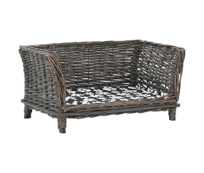 Vidaxl cesta para perros con cojín sauce natural gris 50x33x30 cm