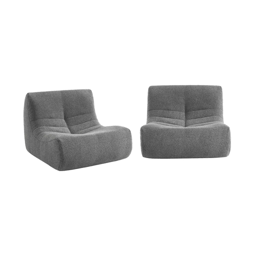 Sofá modular em boucle texturizado, 2 lugares, Sokol boucle, Cinza, 91x105x72 cm