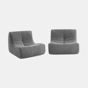 Sofá modular em boucle texturizado, 2 lugares, Sokol boucle, Cinza, 91x105x72 cm