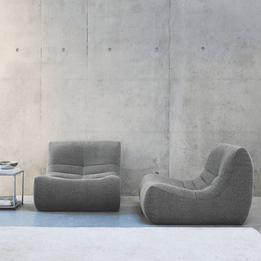 Sofá modular em boucle texturizado, 2 lugares, Sokol boucle, Cinza, 91x105x72 cm