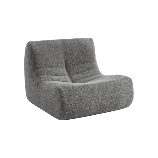 Sofá modular em boucle texturizado, 2 lugares, Sokol boucle, Cinza, 91x105x72 cm