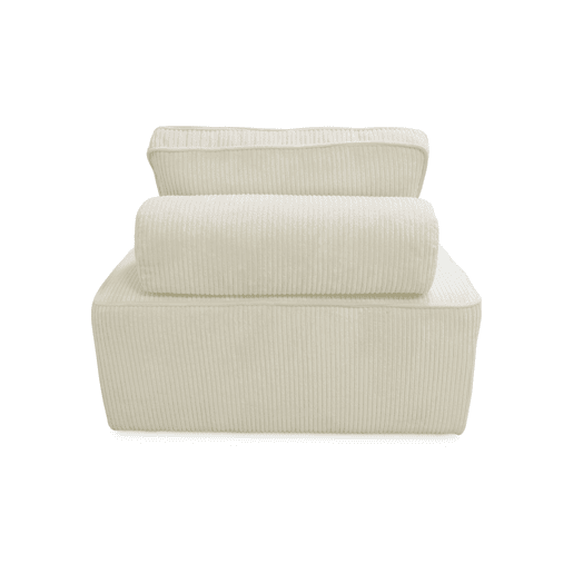 Sofá modular em veludo canelado, 3 lugares, Lao, Creme, 90x90x40 cm