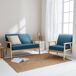Banco y sillón de madera y tela, 3 plazas Banco y sillón de madera y tela, 3 plazas Azul