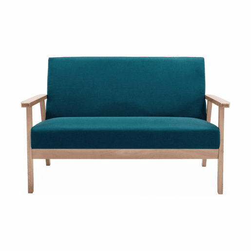 Banco e cadeirão em madeira e tecido de 3 lugares, Isak, 114x69.5x73 cm