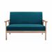 Banco y sillón de madera y tela, 3 plazas Banco y sillón de madera y tela, 3 plazas Azul