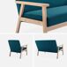 Banco y sillón de madera y tela, 3 plazas Banco y sillón de madera y tela, 3 plazas Azul