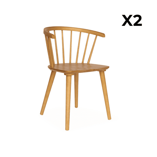 Cadeiras de bar em madeira e contraplacado, set de 2, Paula, Natural, 51x53x75 cm