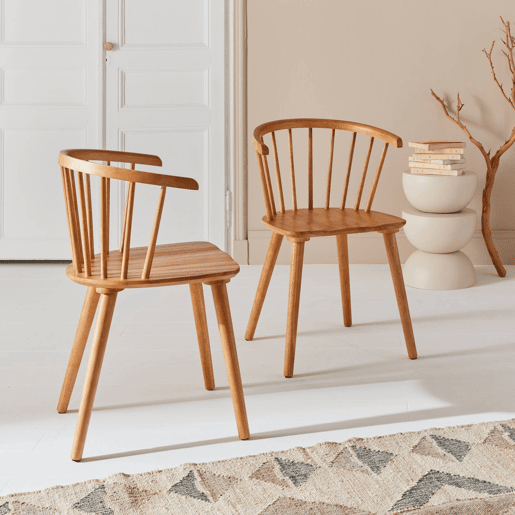 Cadeiras de bar em madeira e contraplacado, set de 2, Paula, Natural, 51x53x75 cm
