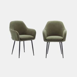 Cadeirão em veludo canelado com pernas em metal, set de 2, Shella veludo, Caqui, 57x59x84.5 cm