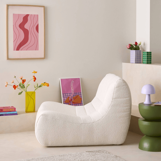 Módulo de sofá modular em boucle texturizado, 1 lugar, Sokol boucle, Branco, 105x91x72 cm