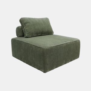 Módulo para sofá modular de veludo canelado, 1 lugar, Lao, Verde, 90x90x40 cm