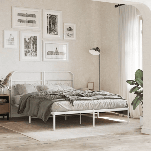 vidaXL Cabeceira de cama 140 cm metal branco vidaXL Cabeceira de cama 140 cm metal branco