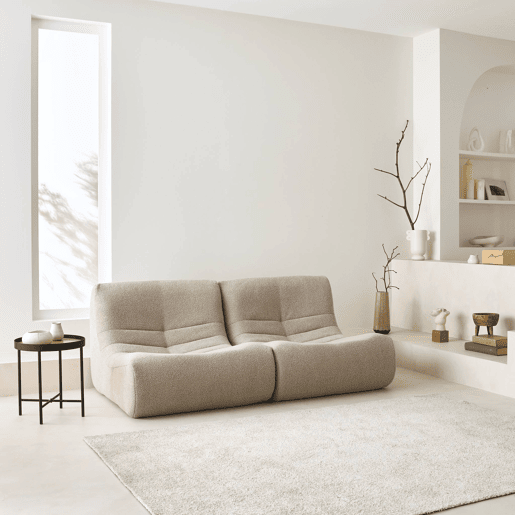 Sofá modular em boucle texturizado, 2 lugares, Sokol boucle, Beige, 91x105x72 cm