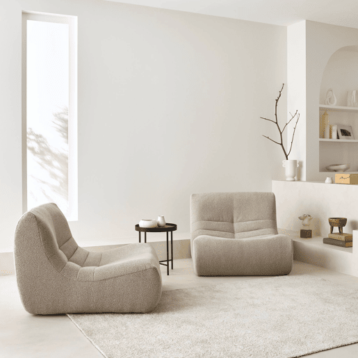 Sofá modular em boucle texturizado, 2 lugares, Sokol boucle, Beige, 91x105x72 cm