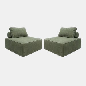 Sofá modular em tecido veludo canelado de 2 lugares, Lao, Verde, 90x90x40 cm