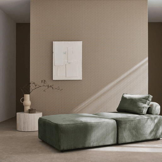 Sofá modular em tecido veludo canelado de 2 lugares, Lao, Verde, 90x90x40 cm