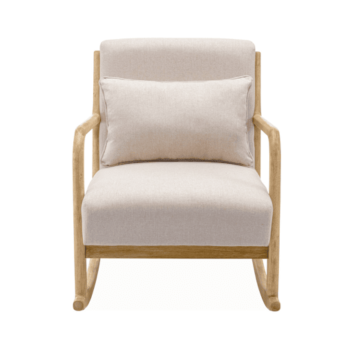 Cadeira de baloiço escandinava em madeira e tecido, Lorens, Beige, 65x80x81.5 cm
