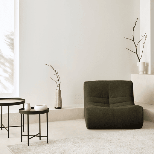 Módulo de sofá modular em boucle texturizado, 1 lugar, Sokol boucle, Caqui, 105x91x72 cm