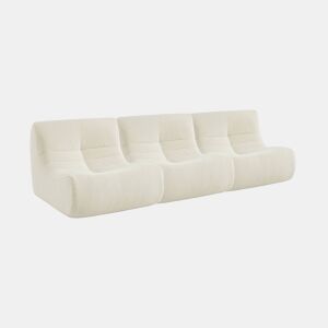 Conjunto de 3 poltronas bouclette de 1 lugar de estilo contemporâneo com textura branca