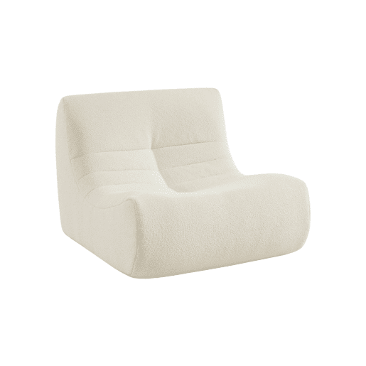 Conjunto de 3 poltronas bouclette de 1 lugar de estilo contemporâneo com textura branca