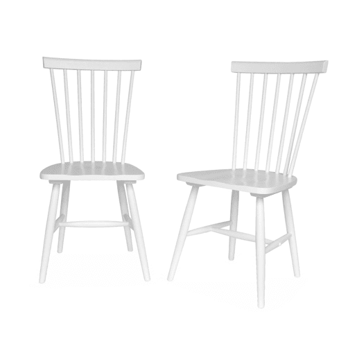 Cadeiras de madeira hevea, set de 2, Romie, Branco, 50.8x44.2x90 cm