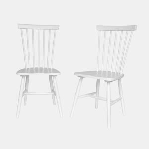 Cadeiras de madeira hevea, set de 2, Romie, Branco, 50.8x44.2x90 cm