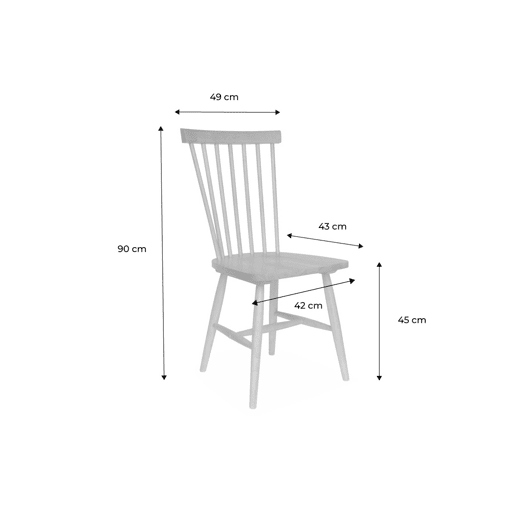 Cadeiras de madeira hevea, set de 2, Romie, Branco, 50.8x44.2x90 cm