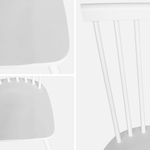 Cadeiras de madeira hevea, set de 2, Romie, Branco, 50.8x44.2x90 cm