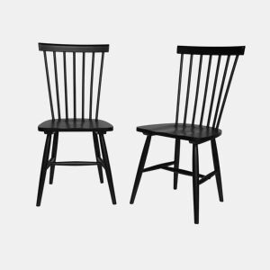 Cadeiras de madeira hevea, set de 2, Romie, Preto, 49x44x90 cm