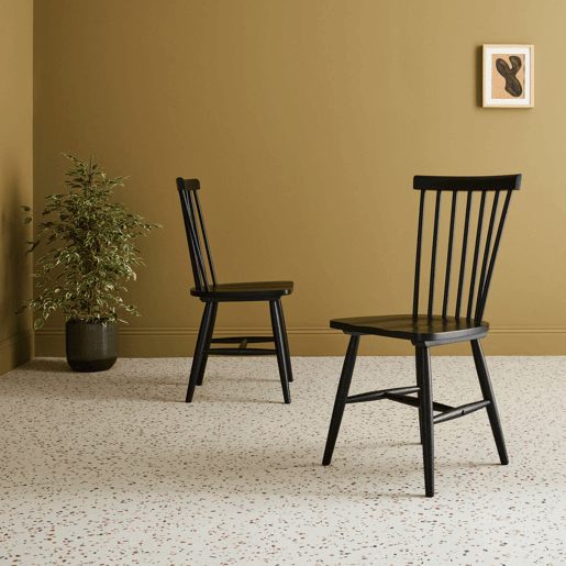Cadeiras de madeira hevea, set de 2, Romie, Preto, 49x44x90 cm