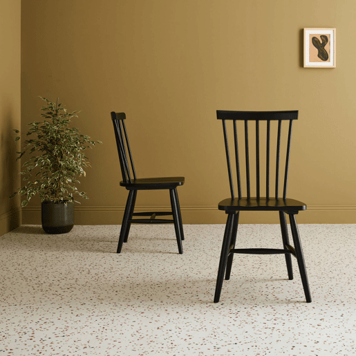 Cadeiras de madeira hevea, set de 2, Romie, Preto, 49x44x90 cm