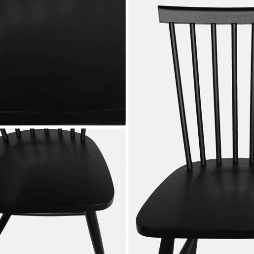 Cadeiras de madeira hevea, set de 2, Romie, Preto, 49x44x90 cm