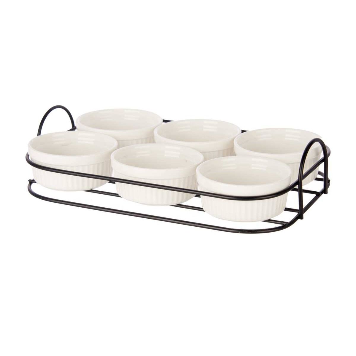 Set 6 aperitivo + soporte porcelana colección VESSIA