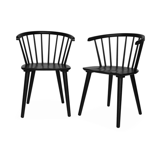 Cadeiras de bar em madeira e contraplacado, set de 2, Paula, Preto, 51x53x75 cm