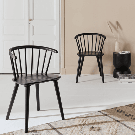 Cadeiras de bar em madeira e contraplacado, set de 2, Paula, Preto, 51x53x75 cm