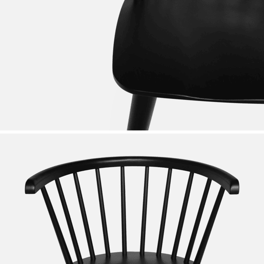 Cadeiras de bar em madeira e contraplacado, set de 2, Paula, Preto, 51x53x75 cm