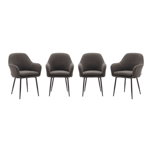 Cadeira de veludo corduroy com pés de metal preto fosco, set de 4, Shella, Cinza escuro, 57x59x84.5 cm