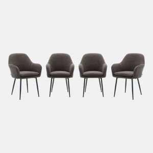 Cadeira de veludo corduroy com pés de metal preto fosco, set de 4, Shella, Cinza escuro, 57x59x84.5 cm