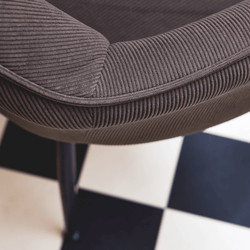 Cadeira de veludo corduroy com pés de metal preto fosco, set de 4, Shella, Cinza escuro, 57x59x84.5 cm