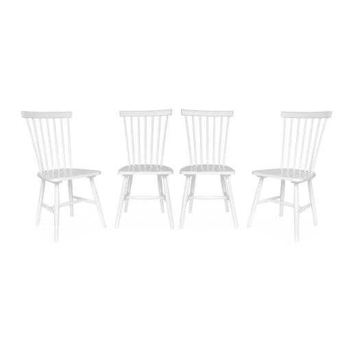 Cadeira de madeira hevea, set de 4, Romie, Branco, 49x44x90 cm