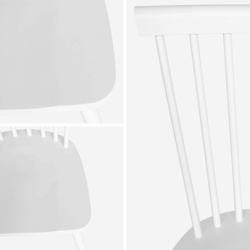 Cadeira de madeira hevea, set de 4, Romie, Branco, 49x44x90 cm